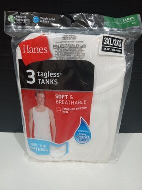Hanes White 3-Pack Tagless Tanks